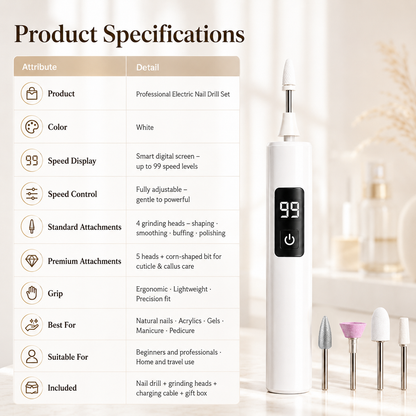 Faroniq® Pro Electric Nail Drill Kit – Precision Manicure & Pedicure System with Digital Speed Control