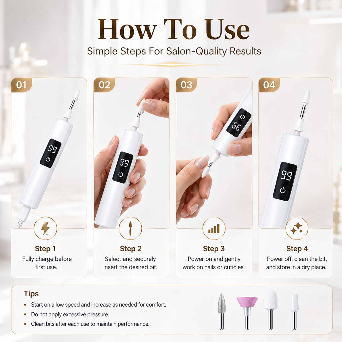 Faroniq® Pro Electric Nail Drill Kit – Precision Manicure & Pedicure System with Digital Speed Control