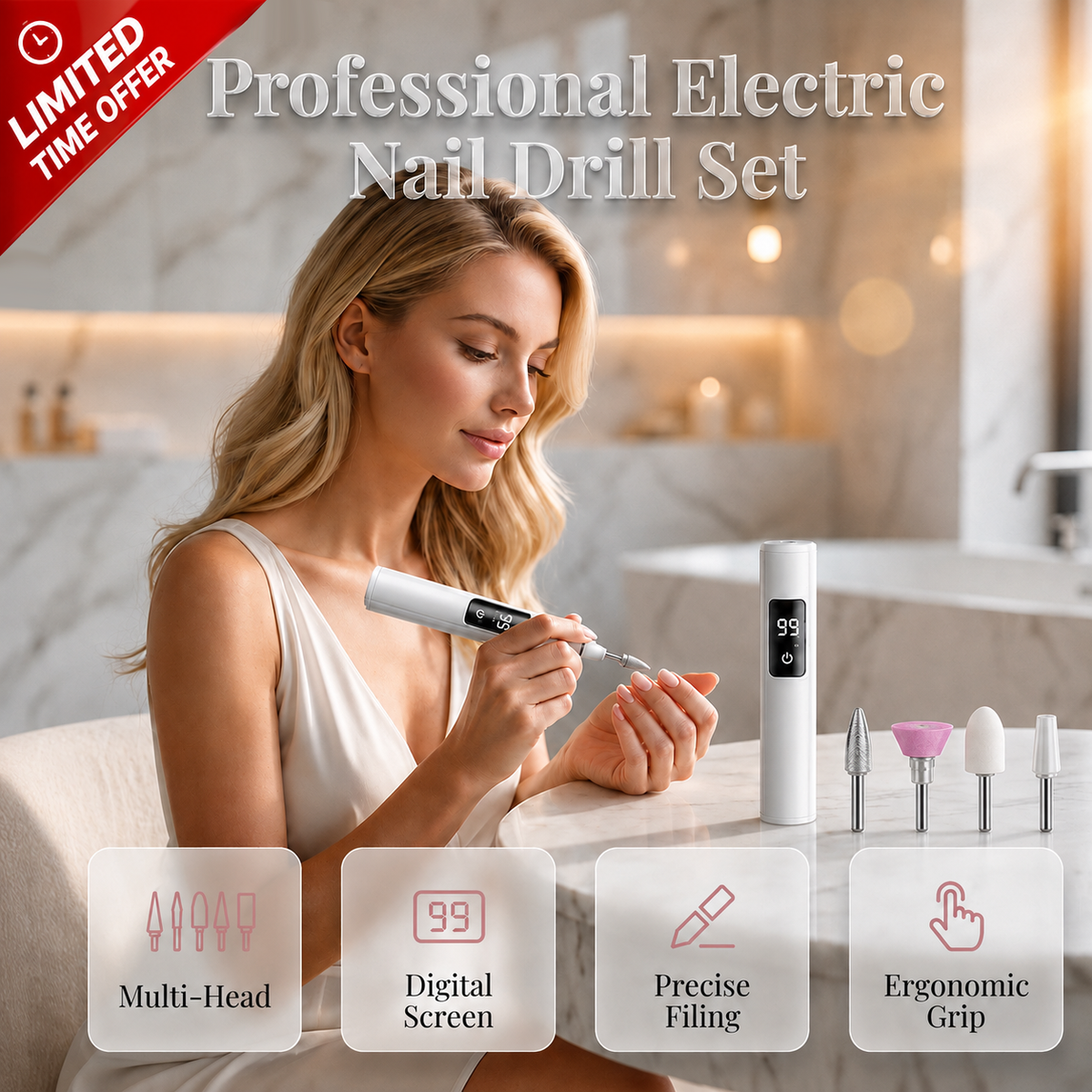 Faroniq® Pro Electric Nail Drill Kit – Precision Manicure & Pedicure System with Digital Speed Control