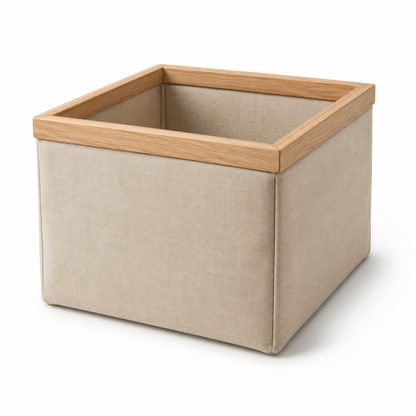 Fabric Storage Basket with Wooden Frame – Minimalist Organizer for Toys, Blankets & Home Storage
