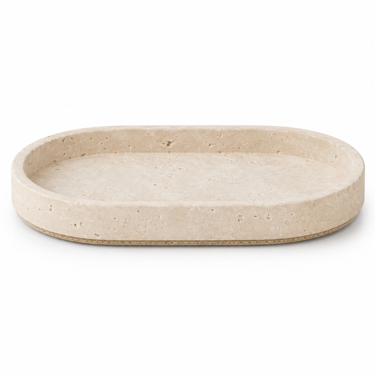Oval Stone Tray for Bathroom & Home Decor – Minimalist Organizer for Jewelry, Skincare & Accessories