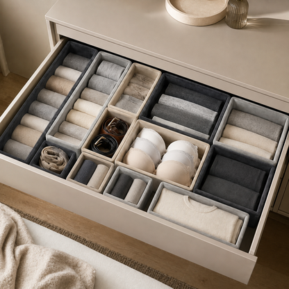 Modular Drawer Organizer Trays – Adjustable Storage Dividers for Jewelry, Makeup & Small Essentials
